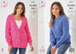King Cole 6131 Knitting Pattern Womens Raglan Sweater and Jacket in Pricewise Twirly DK