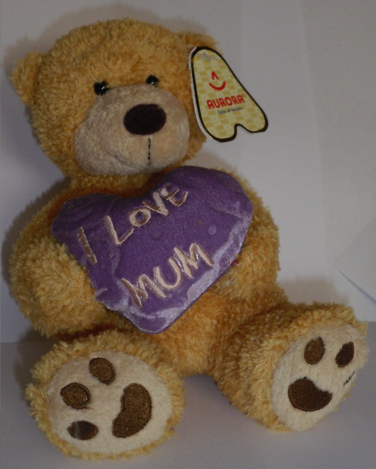 6,5" BONNIE BEAR WITH PURPLE I LOVE MUM HEART - MOTHERS DAY, BIRTHDAY