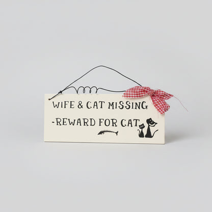 Small Wooden Sign Decoration with Red Gingham Ribbon and Wire