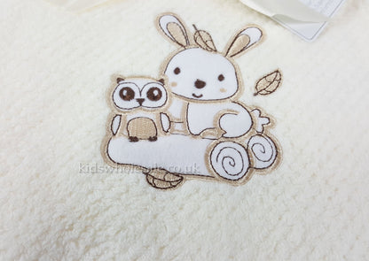 Baby Boys Girls Soft Touch Waffle Blanket Wrap In Multi Colours (Cream Rabbit & Owl)