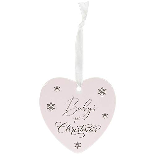 Lesser & Pavey Babys First Christmas Girls Pink Hanging Plaque