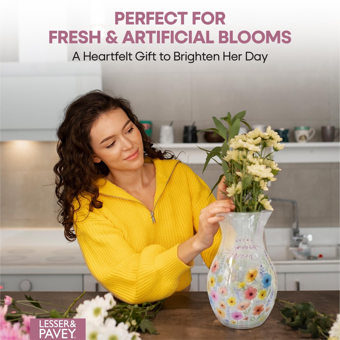Lesser & Pavey I Love You Mum Range Mum Glass Vase for Home & Office | Glass Vases for Flowers & Home Decor | Ideal Vases Centerpiece for Living Room and Fresh & Artificial Flower