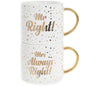 Set of 2 Mr and Mrs Right Stacking Mugs