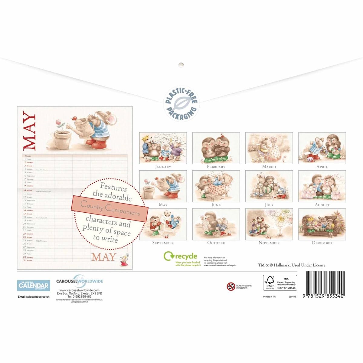 Carousel Worldwide, Country Companions 2026 A4 Wall Calendar Planner