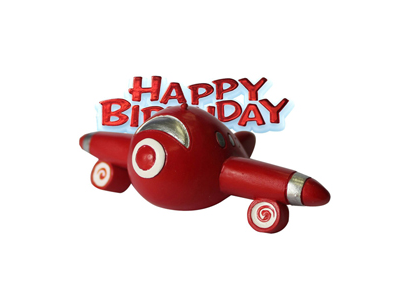 Anniversary House 2 Cake Decoration Topper - Airplane & Happy Birthday Motto bu281