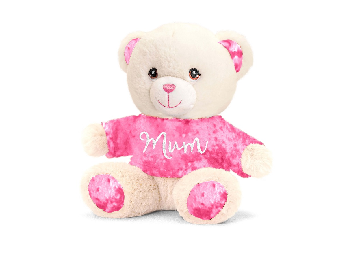 Keel Toys 15cm Keeleco  Sentiments Cream Bear With Pink T Shirt - Mum