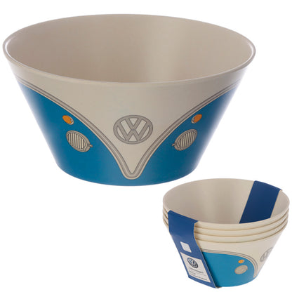 Official Blue VW Volkswagen T1 Campervan Bus Eco Bamboo Set of 4 Bowls B144