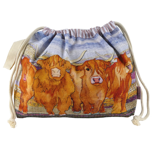 HIGHLAND COOS DRAWSTRING BAG