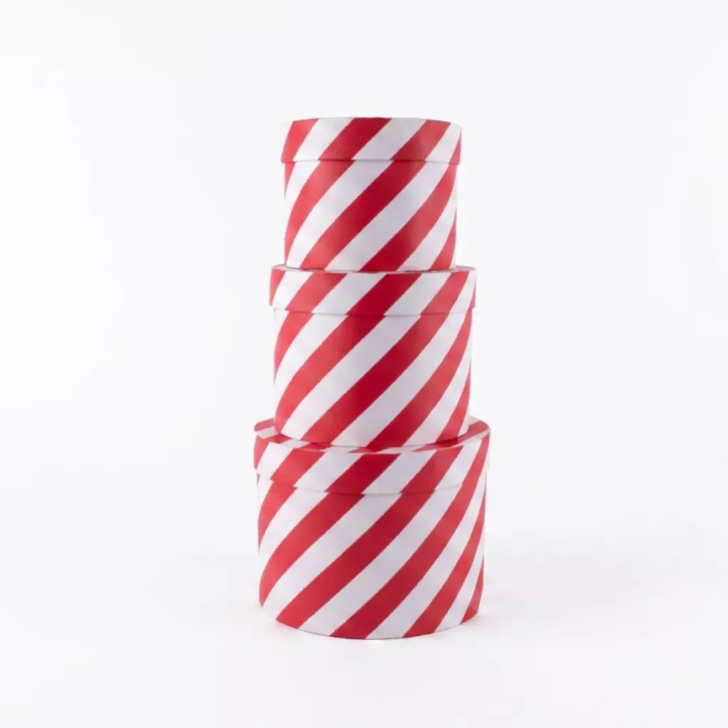 Candy Striped Hat Box Set of 3