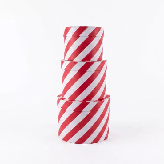 Candy Striped Hat Box Set of 3