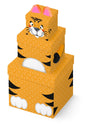 Clairefontaine - Ref K-29058-BXC - Tiger Stackable Square Boxes (Set of 3) - Various Sizes, Printed Paper With Plush Finish, Can Be Stacked to Reveal a Tiger