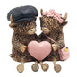 Lesser & Pavey Highland Cow Bronze Effect Ornament with Cute Dangle Legs and Accessories - Tartan, Blue, Green Red or Pink Hat, Scarf and or Bag House Decoration or Gift (Pink)
