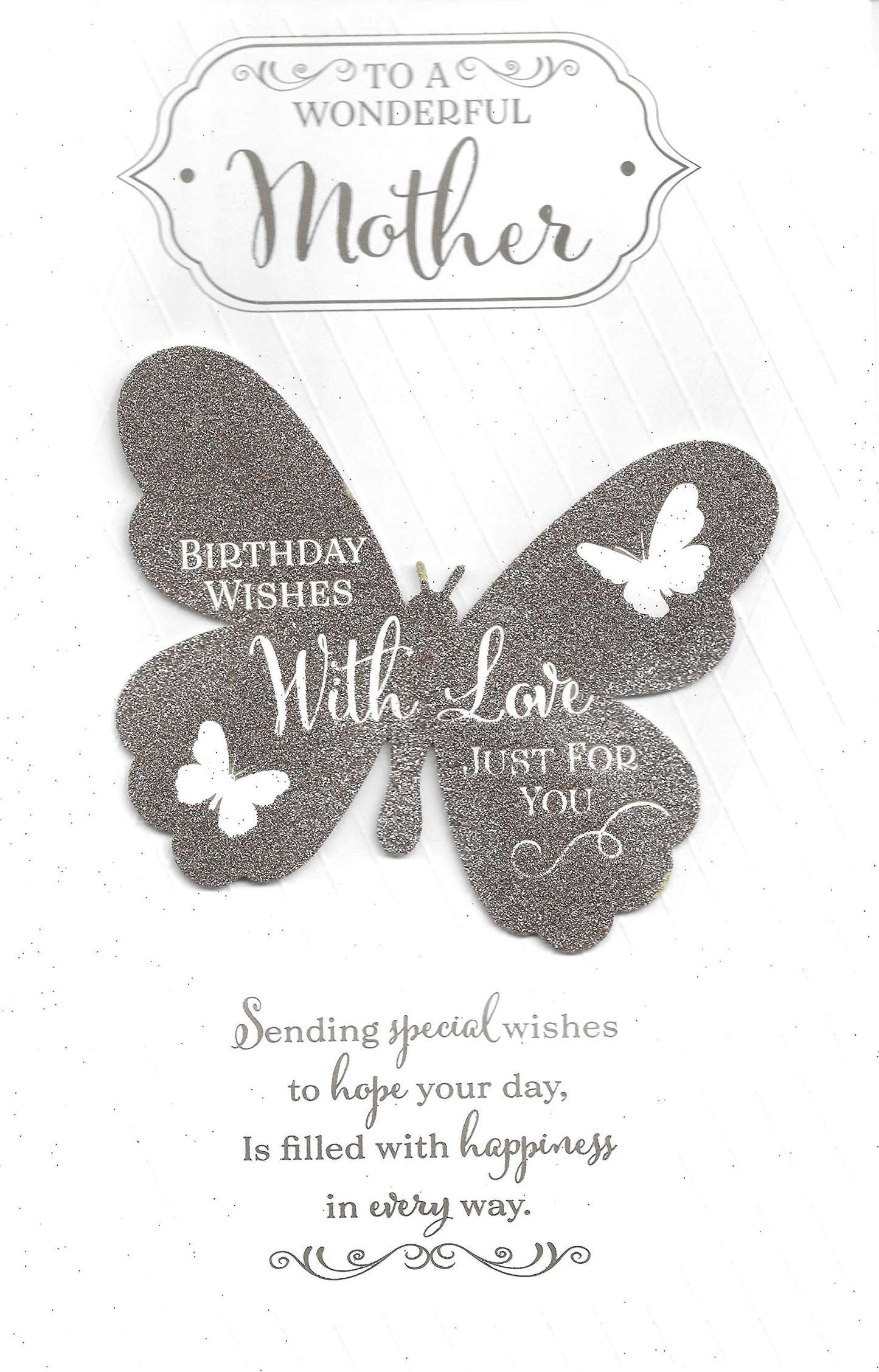 LARGE WONDERFUL MOTHER BIRTHDAY CARD***GOLDEN BUTTERFLY***7 X 11 INCHES***AG3