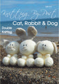 KNITTING PATTERN Cat,Rabbit and Dog. Kitty Cat Knitters Leaflet. Knit a pussy cat mouser. Fun Feline Quick & Easy Beginner Pet Patterns. UK Soft Toy Moggy Knits