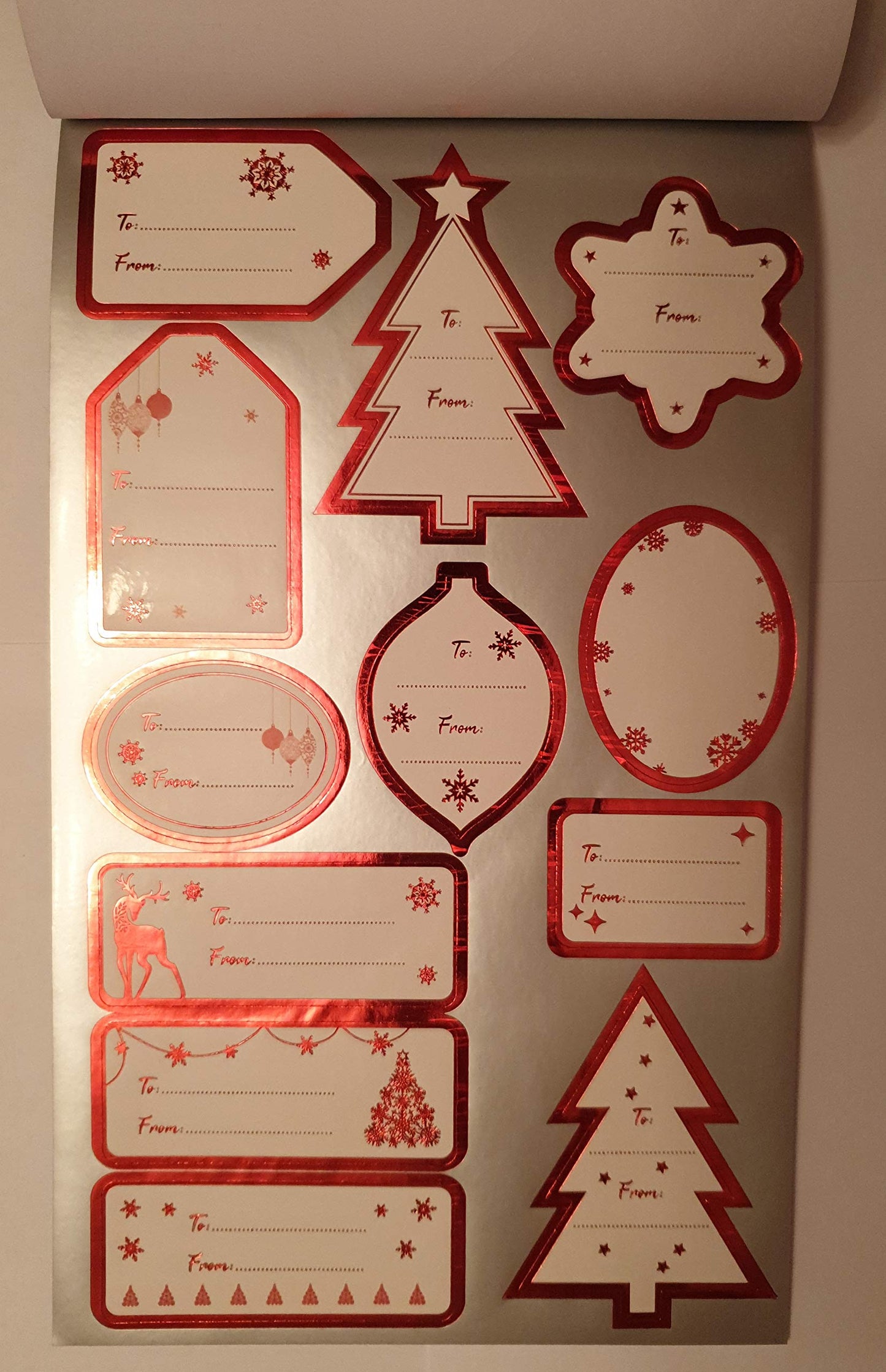 Christmas Traditional FOIL Stickers Gift Tags