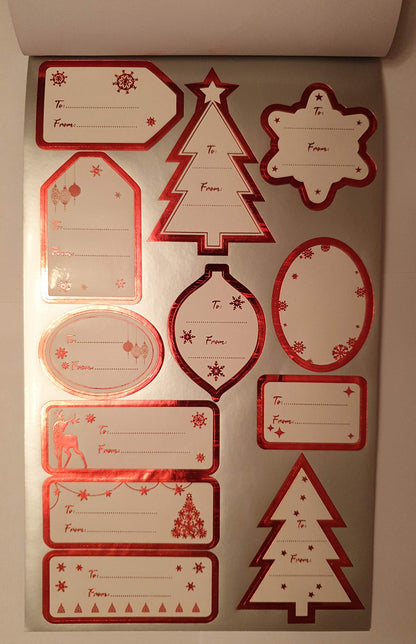 Christmas Traditional FOIL Stickers Gift Tags