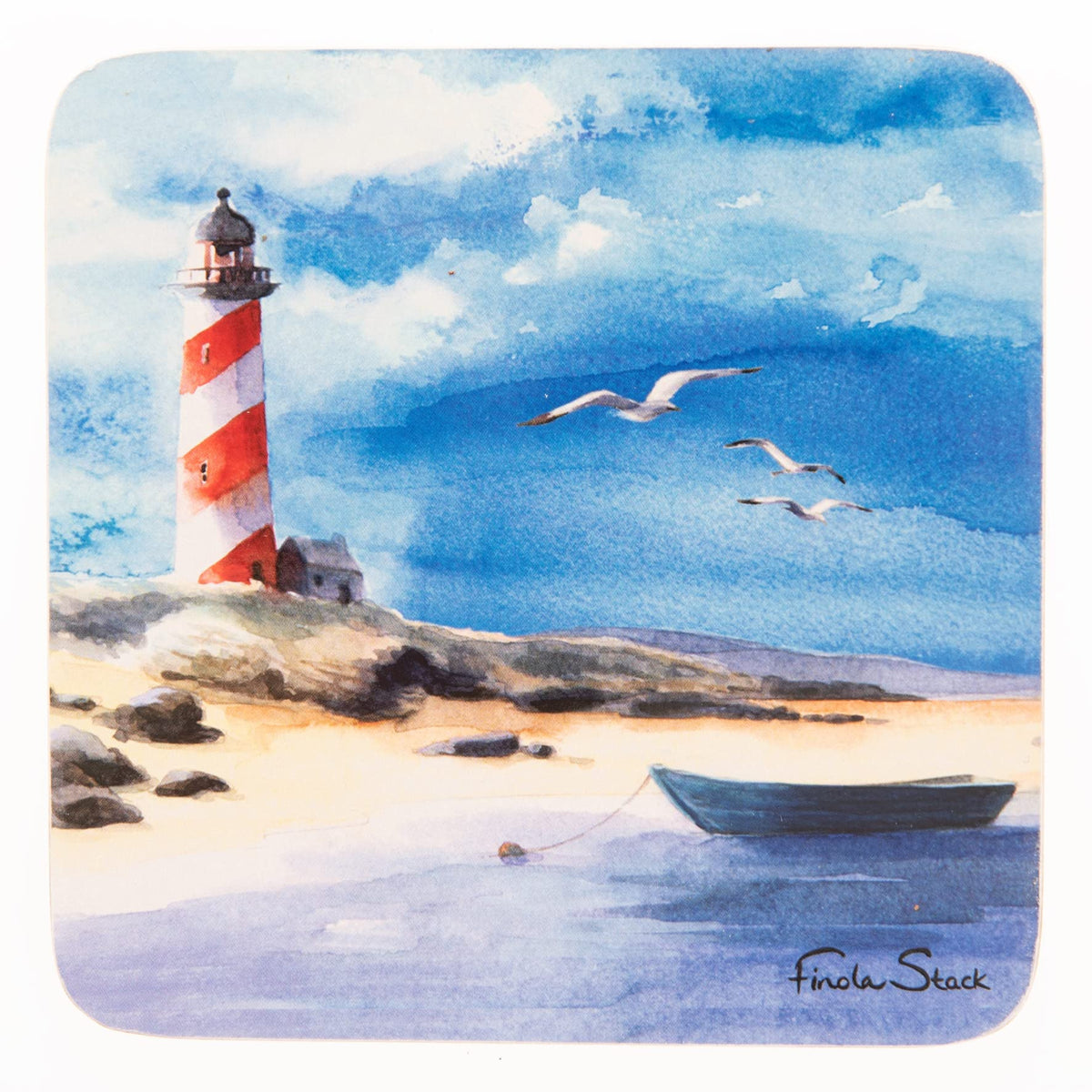 Lighthouse Beach Scene Coasters - Set of Four
