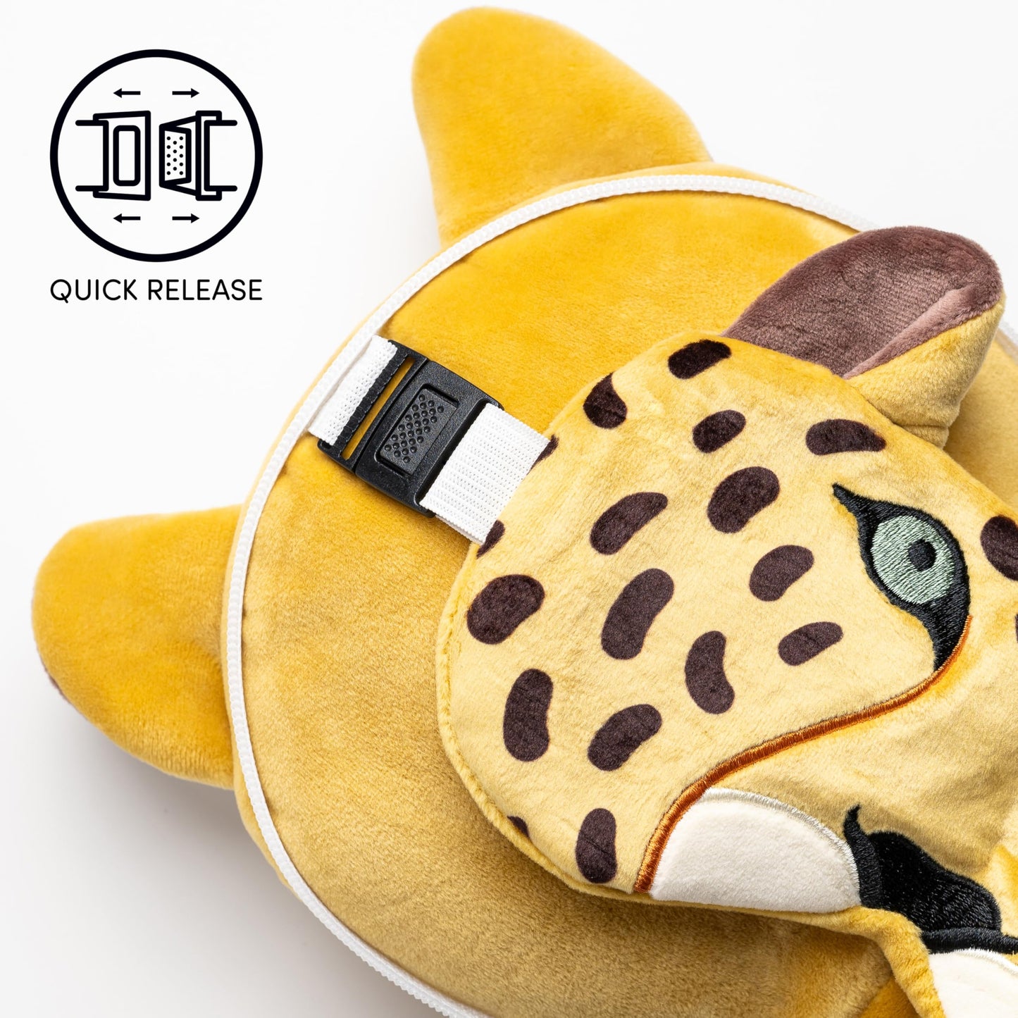 Relaxeazzz Leopard Round Plush Travel Pillow & Eye Mask - Sleep Eye Mask Masks - Kids Travel Accessories For Sleeping Airplane - Flight Plane Neck Pillow Pillows