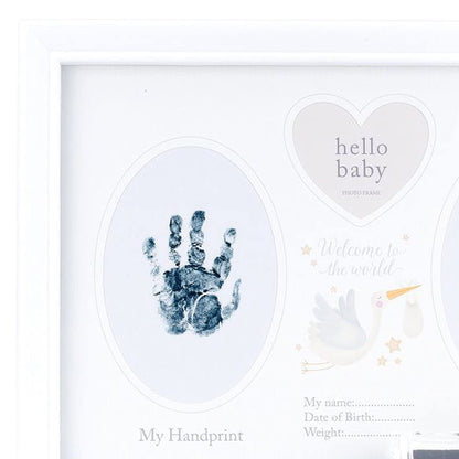 Baby Hand / Footprint Photo Frame Keepsake with Ink Pad - White Stork