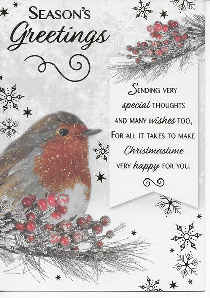 Pack of 8 Christmas Cards - Robins - 2 Designs 4 of Each