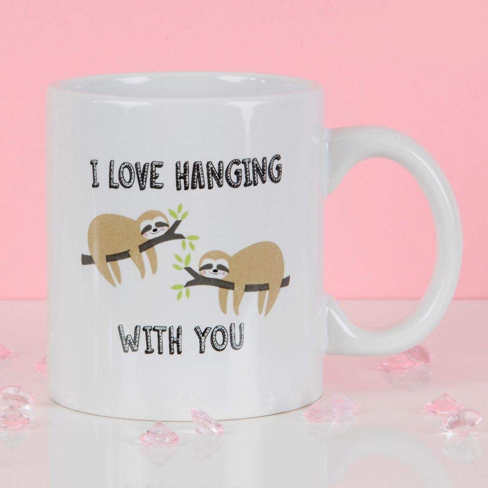 True Valentine Sloth Mug - I Love Hanging with You (Set of 4)