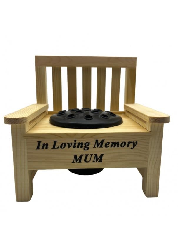 Mum Wooden Memorial Bench with Flower Insert Pot Graveside Crematorium Plaque Garden