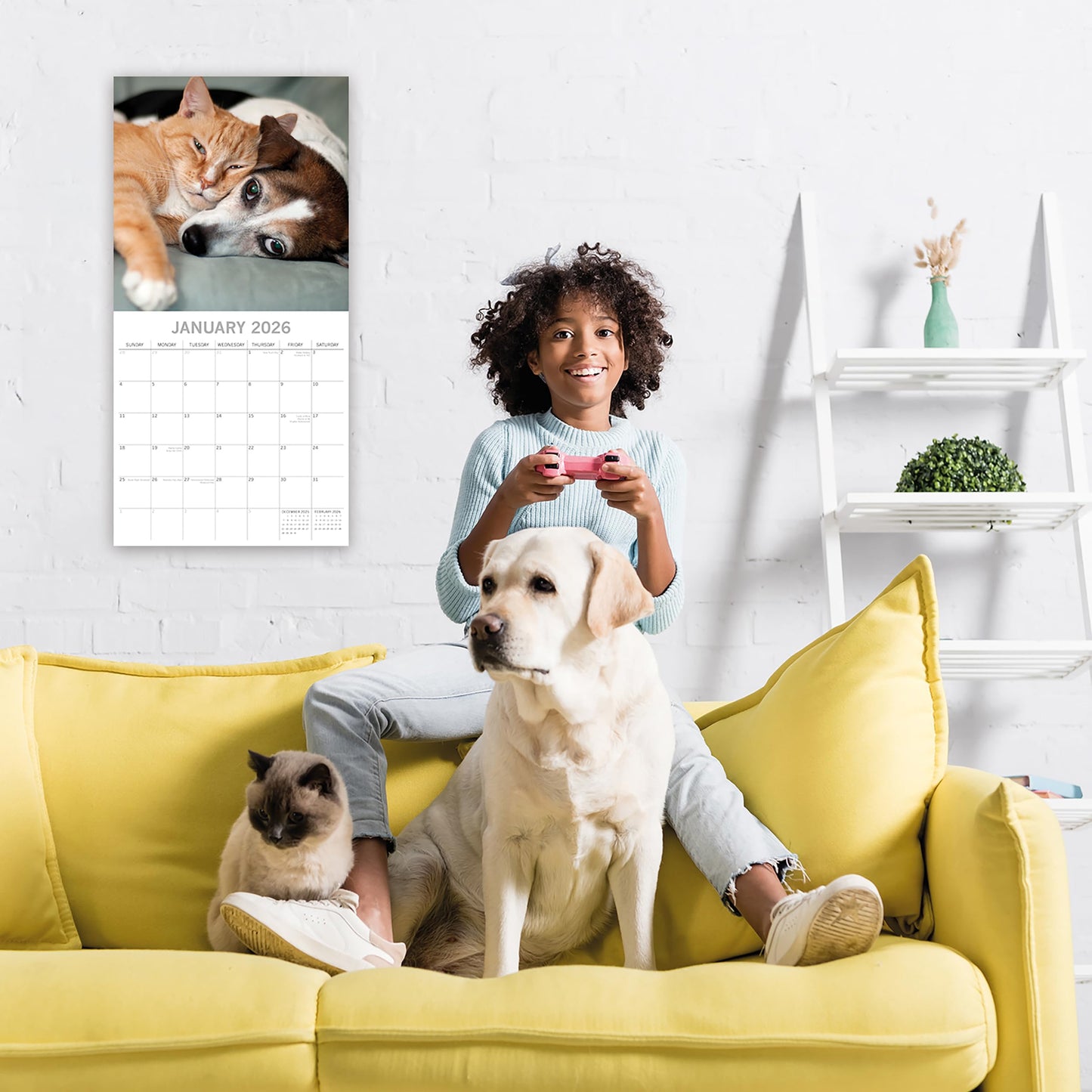 TGSC | Cats & Dogs 2026 Calendar 16 Month (Sept 2025-Dec 2026) Family Square Wall Calendar 2026 UK | Planner with Large Grid for Home or Office Organisation - Animals 2026/2025 Calendar UK