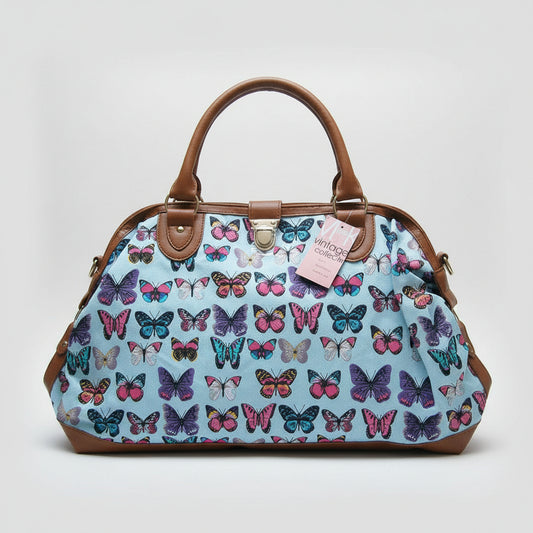 miss k vintage collection deisgner tote bag butterfly light blue design
