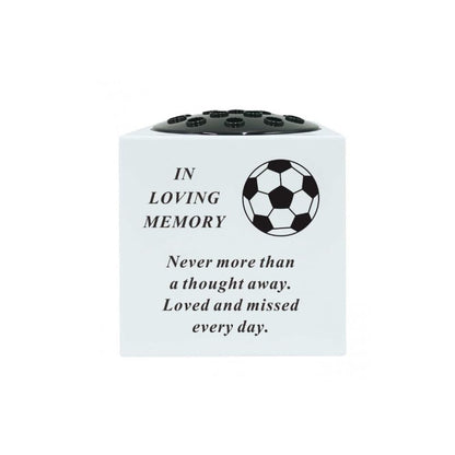 Memorial Black and White Plastic Football Rose Bowl Vase Pot with Black Lid David Fischhoff