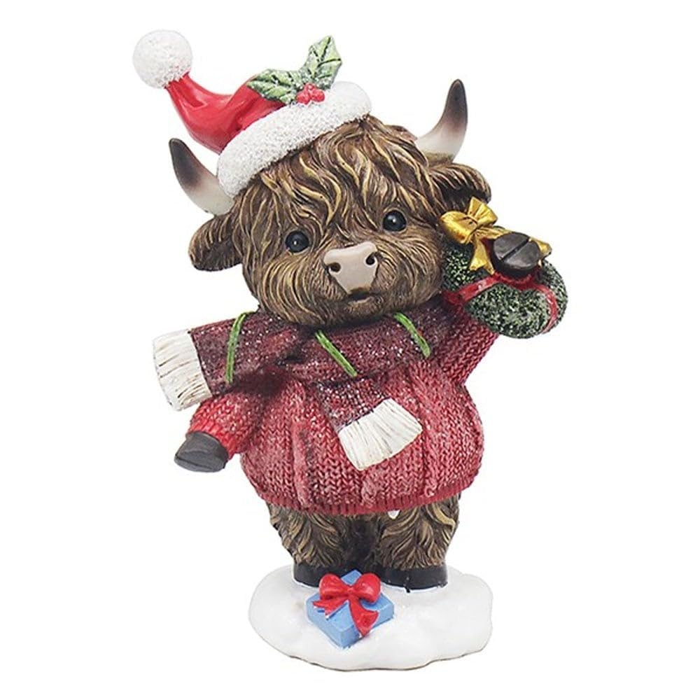 Lesser & Pavey Festive Highland Cow Girl Figurine
