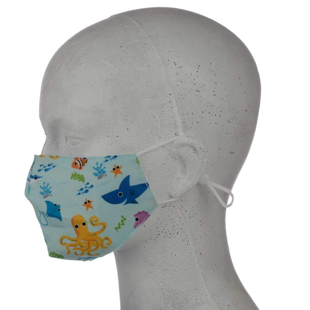 Puckator Reusable Face Covering - Non Medical - Size Small (Age 4-12 - 20cm x 11cm) Twin Pack (Sealife Splosh)
