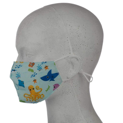 Puckator Reusable Face Covering - Non Medical - Size Small (Age 4-12 - 20cm x 11cm) Twin Pack (Sealife Splosh)