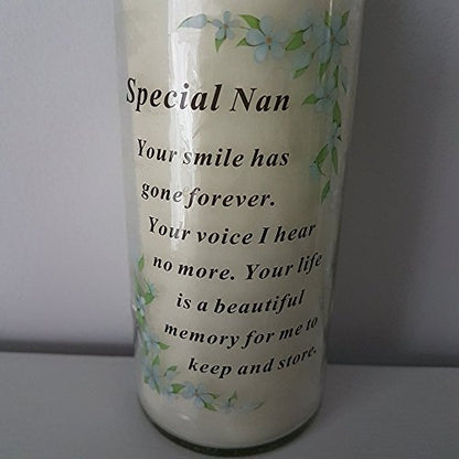 " Special Nan" Memorial Jar Style Burnable Wax Candle
