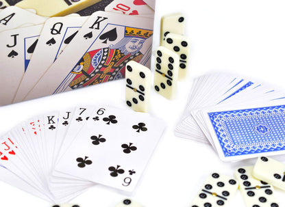 28Pc Double Six Dominoes & 2 Pack Playing Cards "M.Y"