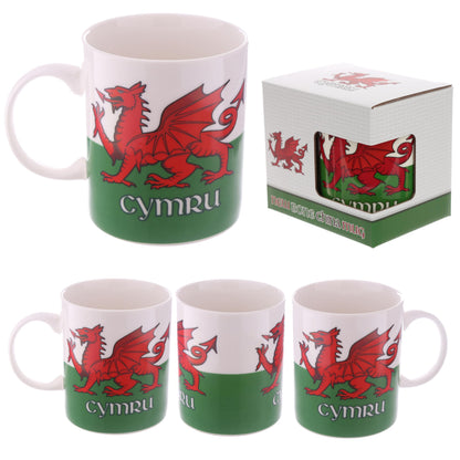 Puckator Wales Welsh Dragon Cymru Porcelain Tea Coffee Mug - Funny Home Accessories - Cute Gifts for Girlfriend - Large Mugs for Men Women Hot Drinks - Cute Cups Presents - Secret Santa Gift Cup Set