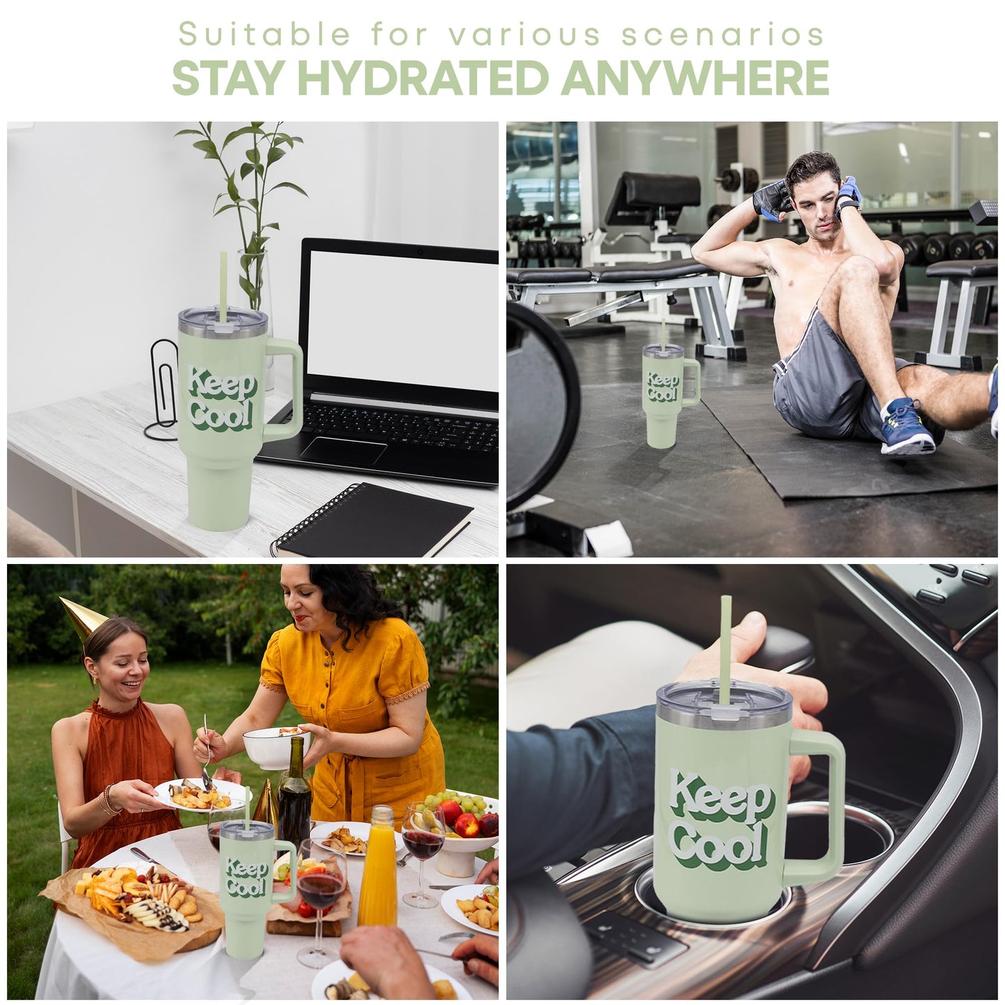The Leonardo Collection Stay Cool Double Walled Stainless Steel Drinks Cup 1200ml for Kitchen | Lovely Coffee Cup Set for Home & Office | Coffee & Tea Cups for Enjoying Hot Drinks