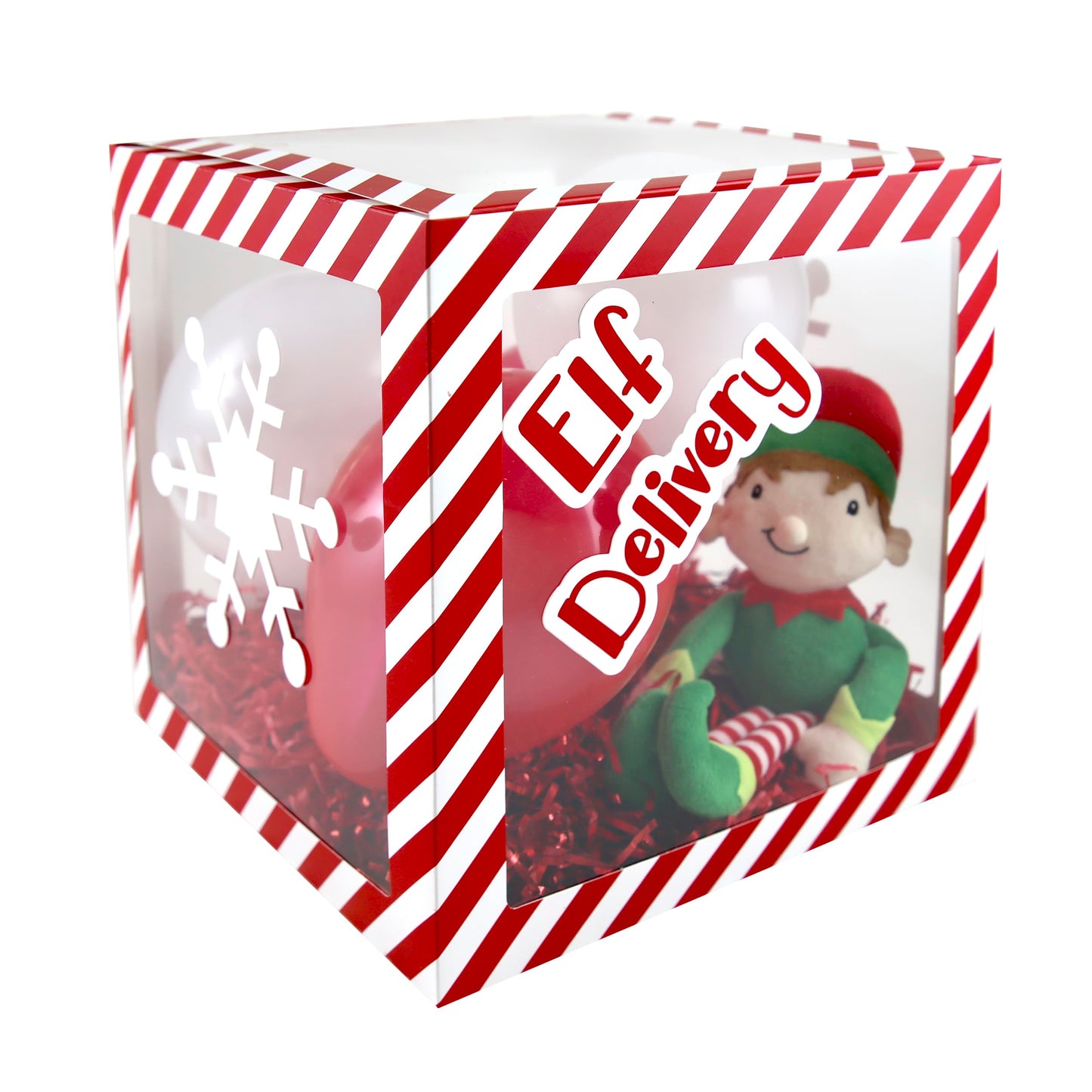 Eurowrap Elf Arrival Christmas Balloon Box Xmas Decoration Christmas Eve Includes 4 Balloons and 6 Adhesive Stickers