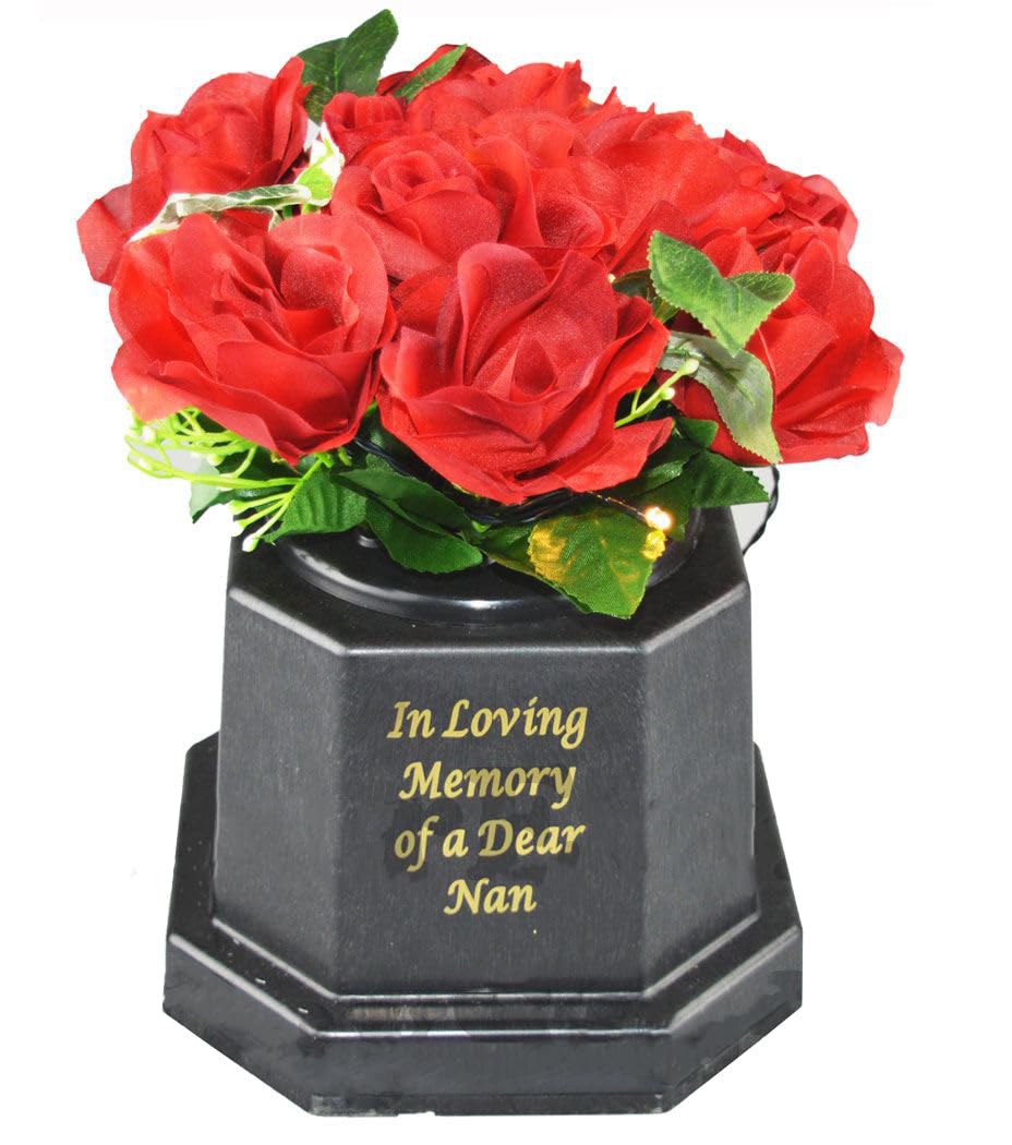 Memorial Graveside Roses Flowers Plaque Ornament Lights