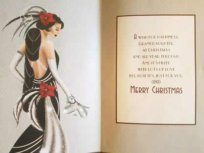 Art Deco - Wonderful Granddaughter - Glittered Christmas Card