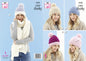 King Cole Ladies Super Chunky Knitting Pattern Womens Hats & Scarf (5530)