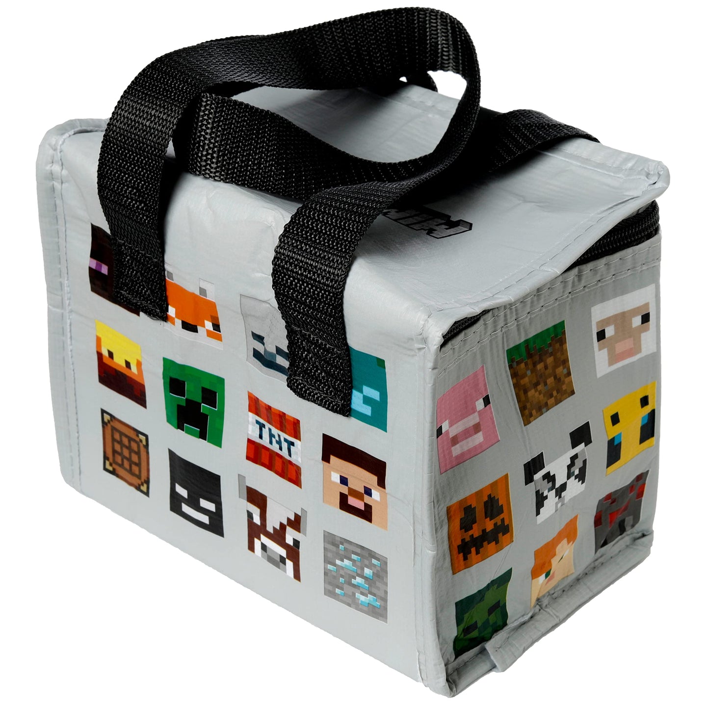 Puckator Cool Lunch Bag With Minecraft Faces Design Made Out Of Recycled Plastic Bottles - Insulated Lunch Bag for Women Men Children - Lunch Box Bag For Work & School - Beach Picnic Accessories