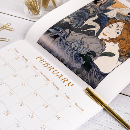 Art Nouveau 2026 Square Wall Calendar | Monthly Planner Featuring Classic Works by Alphonse Mucha, Georges de Feure, Verneuil, Rhead & More