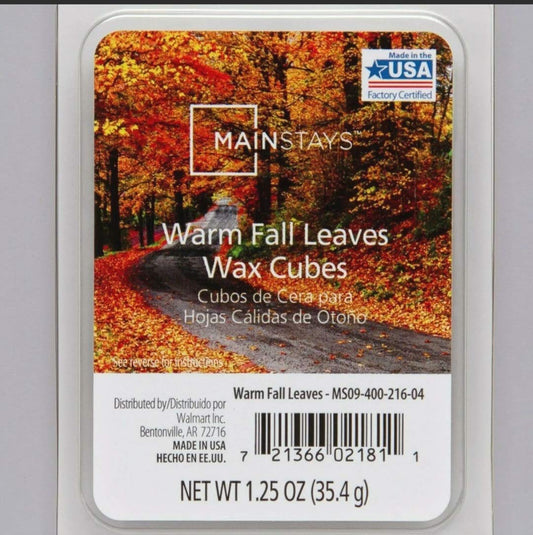 Mainstays -- Sweet Warm Fall Leaves Wax Cubes - New 6 Cubes