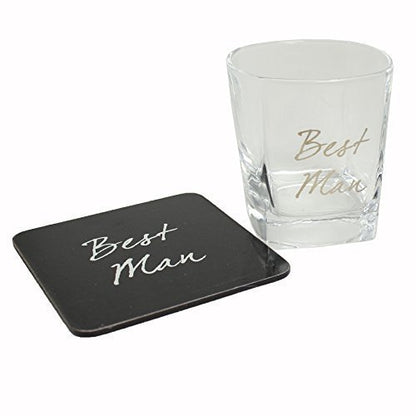 Wedding Best Man Whisky Glass & Coaster Thank You Gift LP