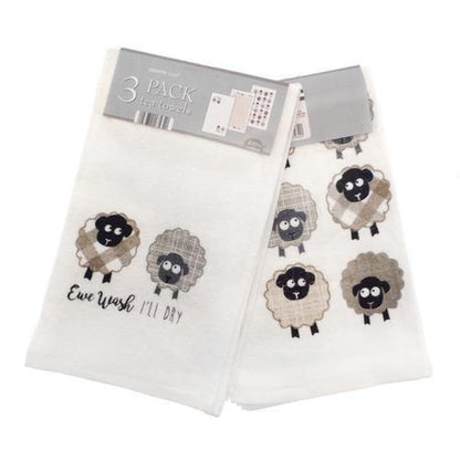 Country Club Set of 3 Tea Towels, Ewe Wash