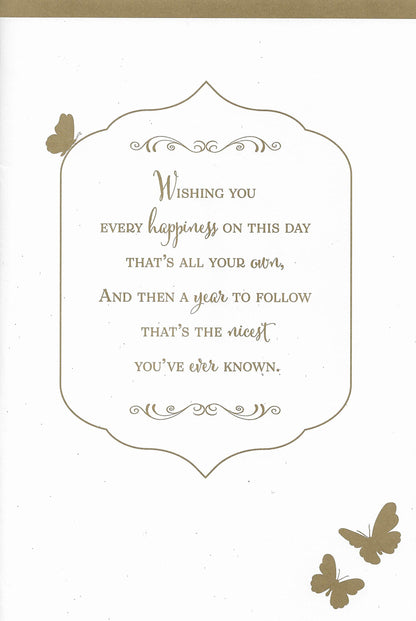 Large Wonderful Sister Birthday Card***Golden Butterfly**11 X 7 INCHES**AG3