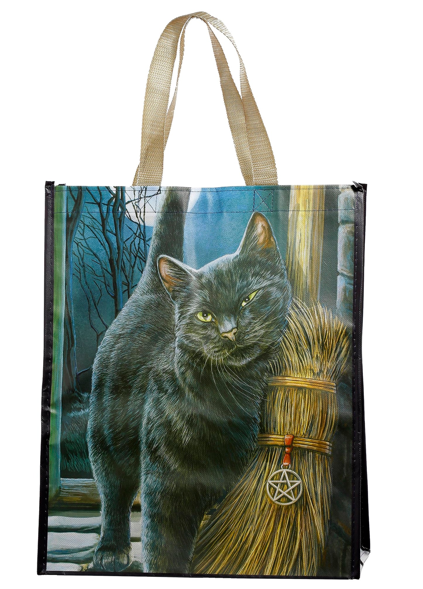 Puckator Lisa Parker A Brush with Magick Cats Big Foldaway Reusable Shopping Bag - Shoulder Bags - Handbags for Women - Canvas Tote Bags for Women - Hand Bag - Large Ladies Bags - Aesthetic Stuff