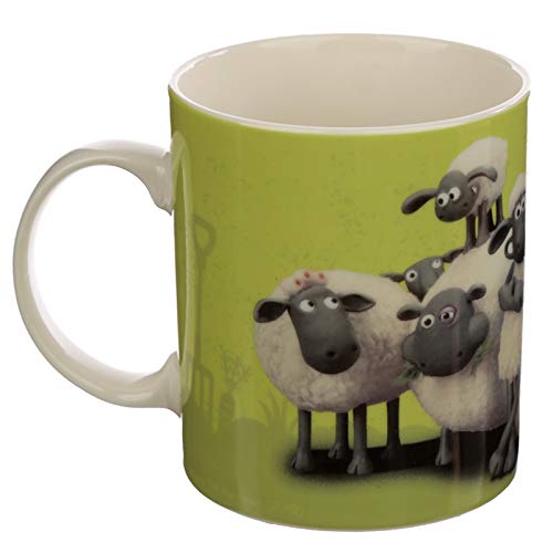 Puckator Shaun The Sheep Porcelain Tea Coffee Mug - Green - Funny Home Accessories - Cute Gifts for Girlfriend - Large Mugs for Men Women Hot Drinks - Cute Cups Presents - Secret Santa Gift - Cup Set