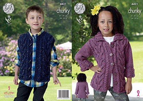 King Cole Childrens Jacket & Waistcoat Knitting Pattern 4421 Chunky