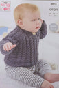 King Cole Baby Aran Knitting Pattern V or Round Neck Cardigan & Sweater (6016)